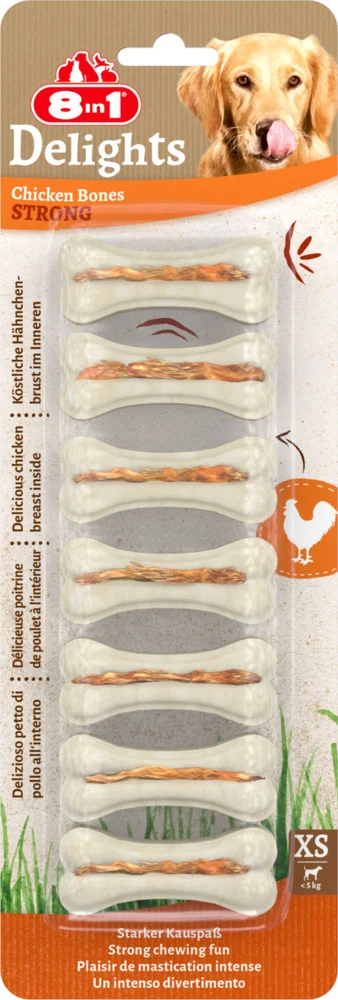 8in1 Delights Bones strong - Hondensnack - 1 Stuks - rund - XS