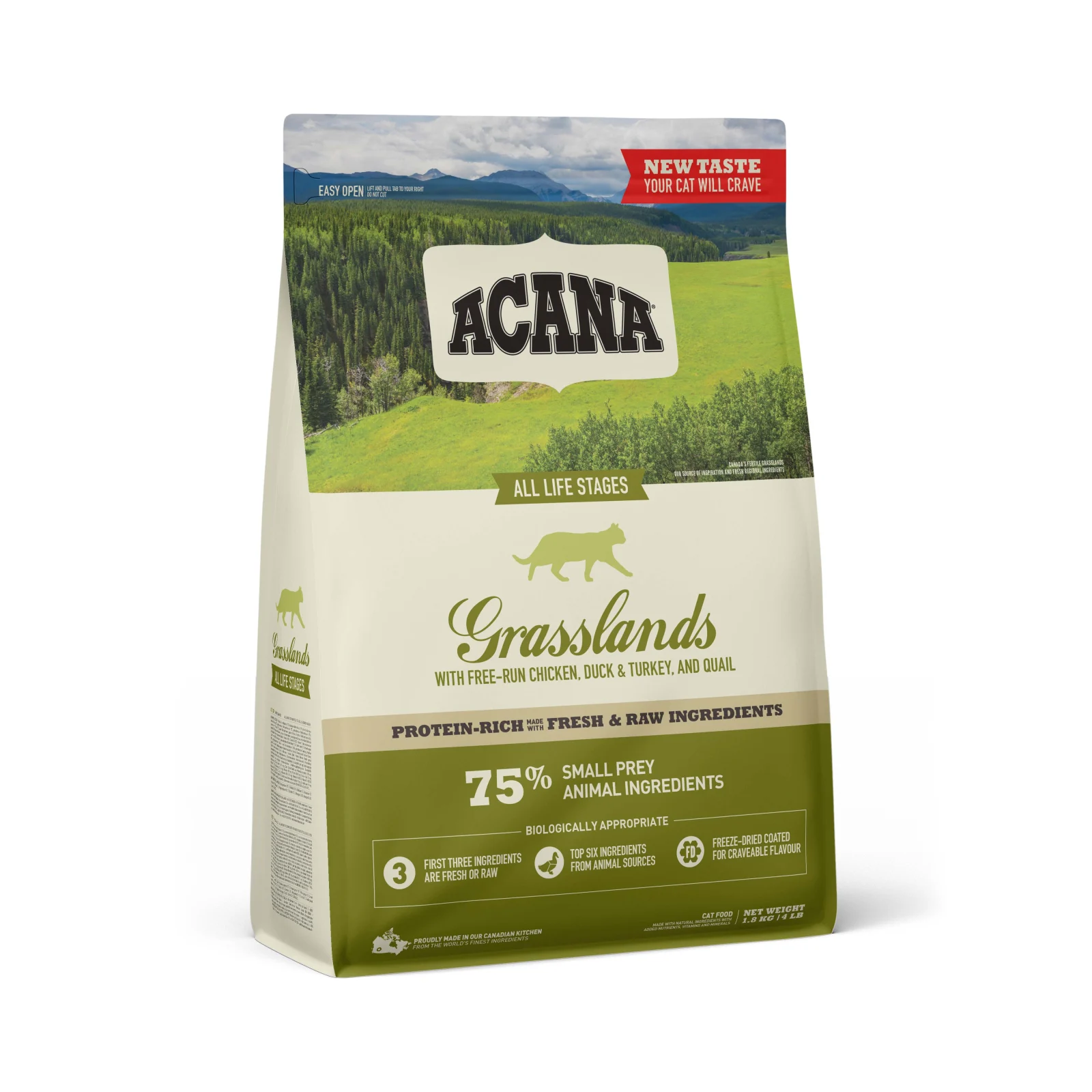 Acana Grasslands Cat - Kattenvoer - 0.34 Kilogram - kip, kalkoen, eend