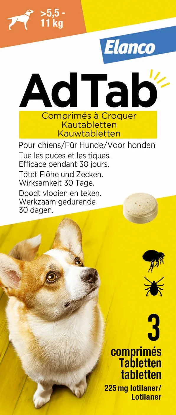 AdTab Kauwtablet - Anti Vlooien en teken - Hond - 3 Stuks - L
