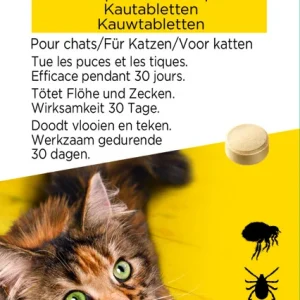 AdTab kauwtabletten kat 2-8 kg - Anti vlooien- en tekenmiddel - 3 Stuks - M