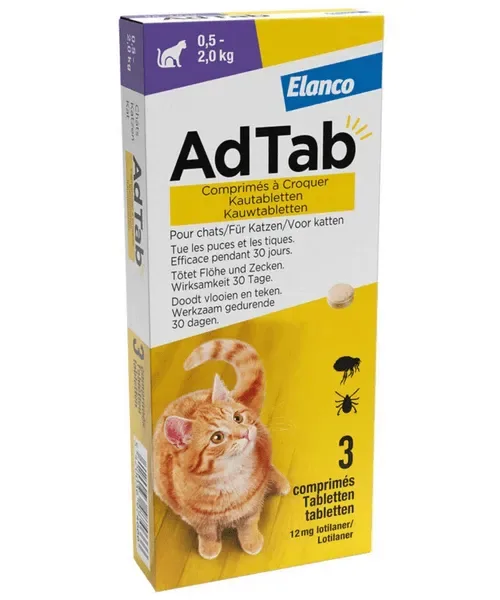 AdTab kauwtabletten voor katten (tegen vlooien en teken)