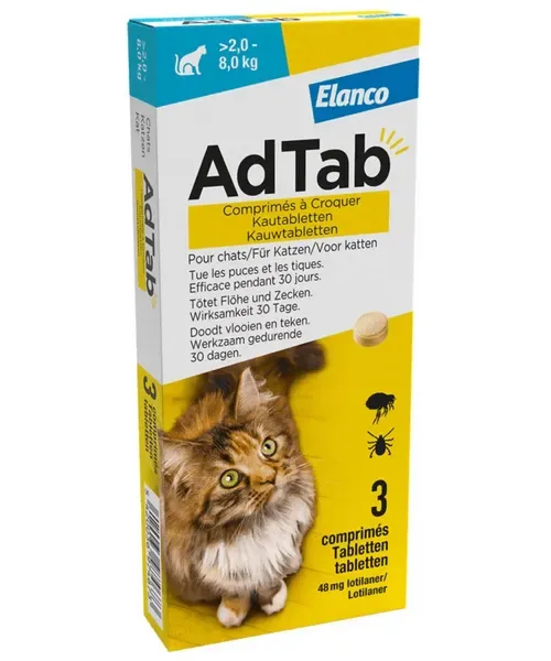 AdTab kauwtabletten voor katten (tegen vlooien en teken)