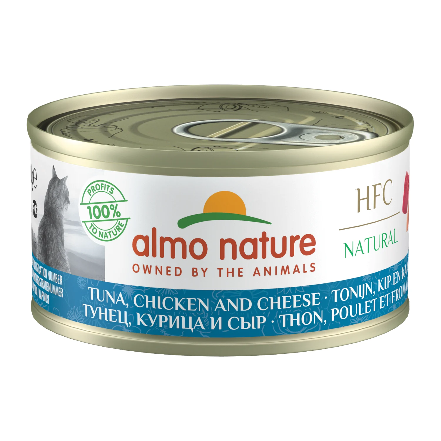 Almo Nature HFC 70 Kattenvoer - Blik - Tonijn, Kip en Kaas