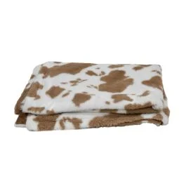 Animal Boulevard Classic cow plush deken - Deken - Bruin 100x75x1 cm - Deken - Pets Place