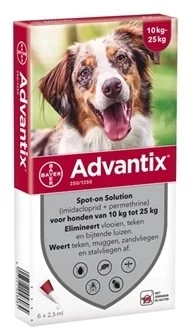 Bayer Advantix Spot On 250/1250 10-25kg 6 pipetten