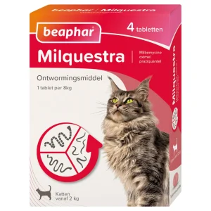 Beaphar Milquestra Tabletten - Ontwormen Kat - 2 Stuks - M
