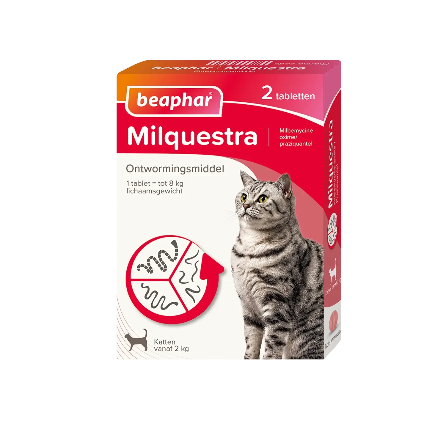 Beaphar Milquestra Wormtabletten Kat 2-12 kg 2 tabletten