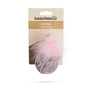 Beeztees Bal met veer Ming Wol - Kattenspeeltje