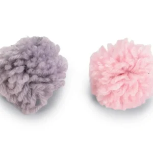 Beeztees Balletjes Orco Wol - Kattenspeeltjes 2 stuks - Grijs Roze - 4 cm