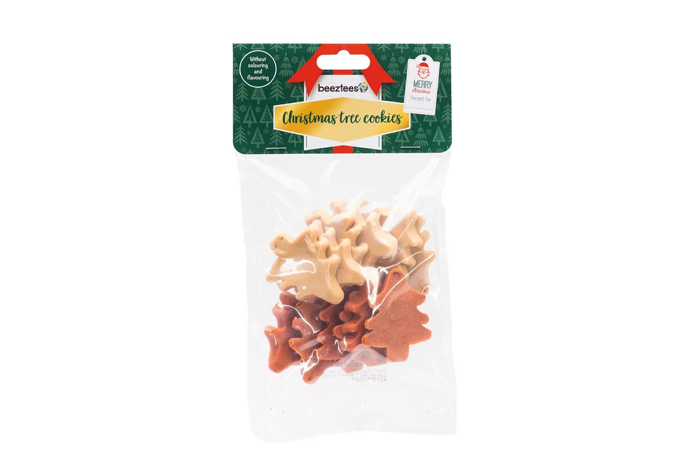 Beeztees Boom Kerstkoekjes - Hondensnack - 155 Gram - Kip, Eend