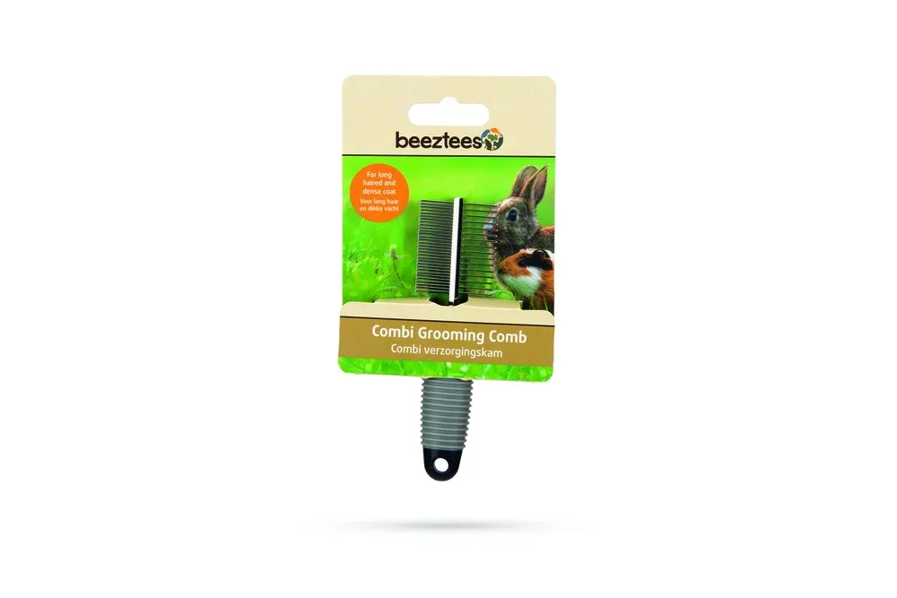 Beeztees Combi - Verzorgingsborstel - Zwart/grijs - 16.5x9x2.5 cm