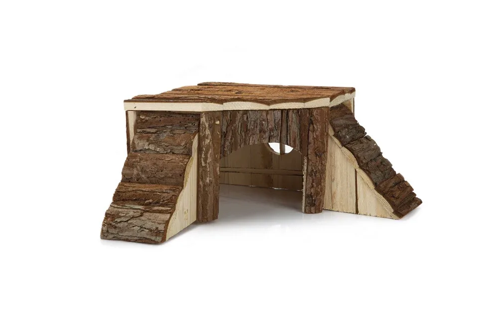 Beeztees Forest Knaagdieren - Hoekhuis - Bruin - 21x48x48 cm