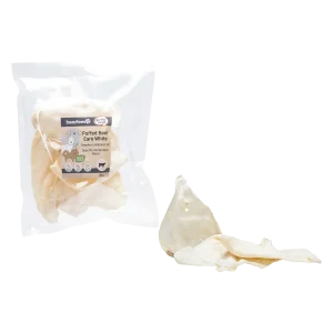 Beeztees Gepofte Runderoren Hondensnack Wit