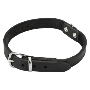 Beeztees Halsband Hond Leer Zwart 32-37 cm x 16 mm