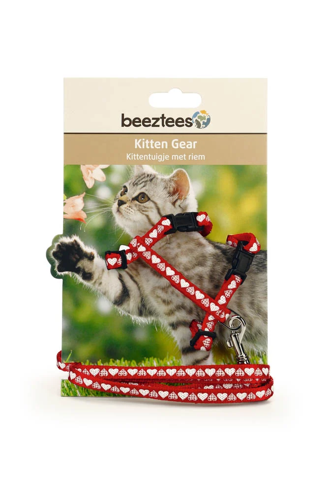 Beeztees Hearts - Kittentuigje - Zwart - 100 cm