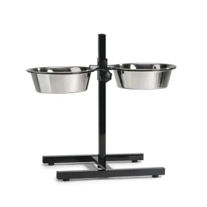Beeztees - hondenstandaard - 2 RVS bakken - Zwart - 20 cm
