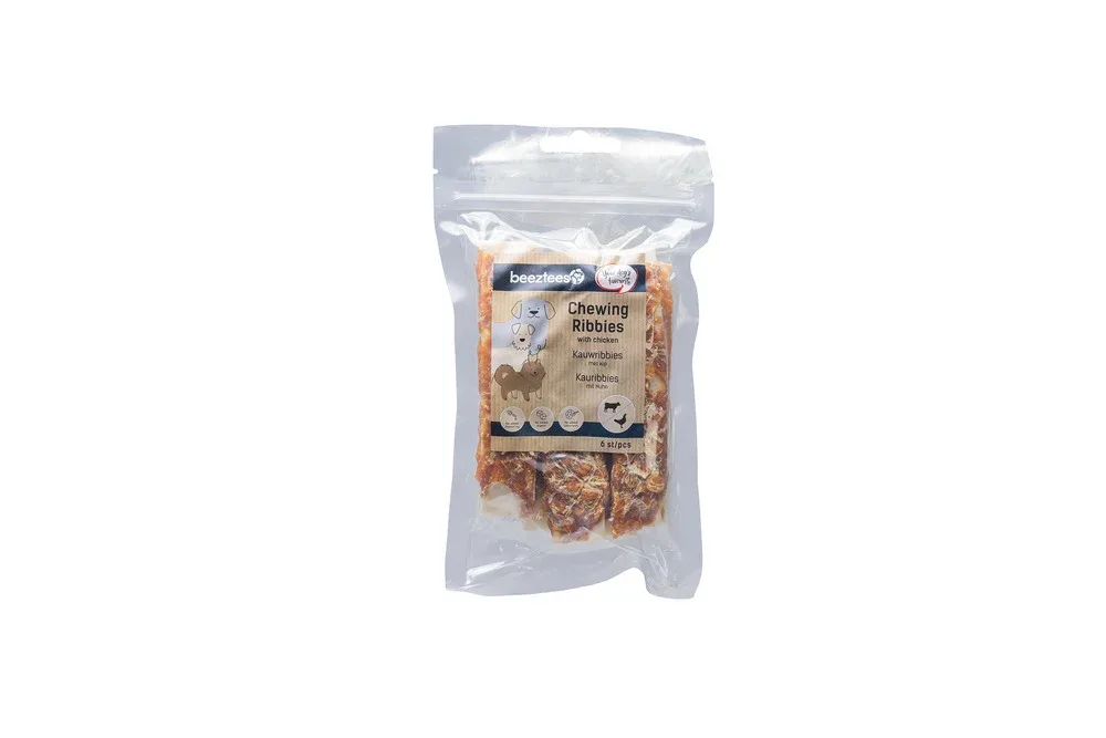 Beeztees Kauwribbies - Hondensnack - 6 Stuks - rund, eend
