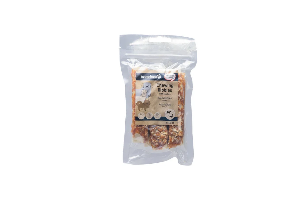 Beeztees Kauwribbies - Hondensnack - 6 Stuks - rund, kip