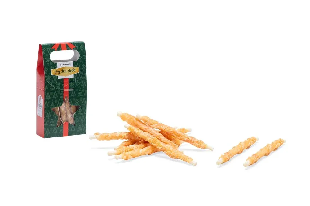Beeztees Kerst kauwstaaf - Hondensnack - 30 Stuks - kip