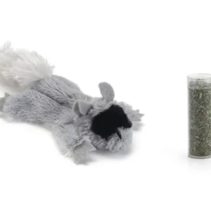 Beeztees Platte Tex Pluche met Catnip - Kattenspeeltje - Grijs - 14 cm