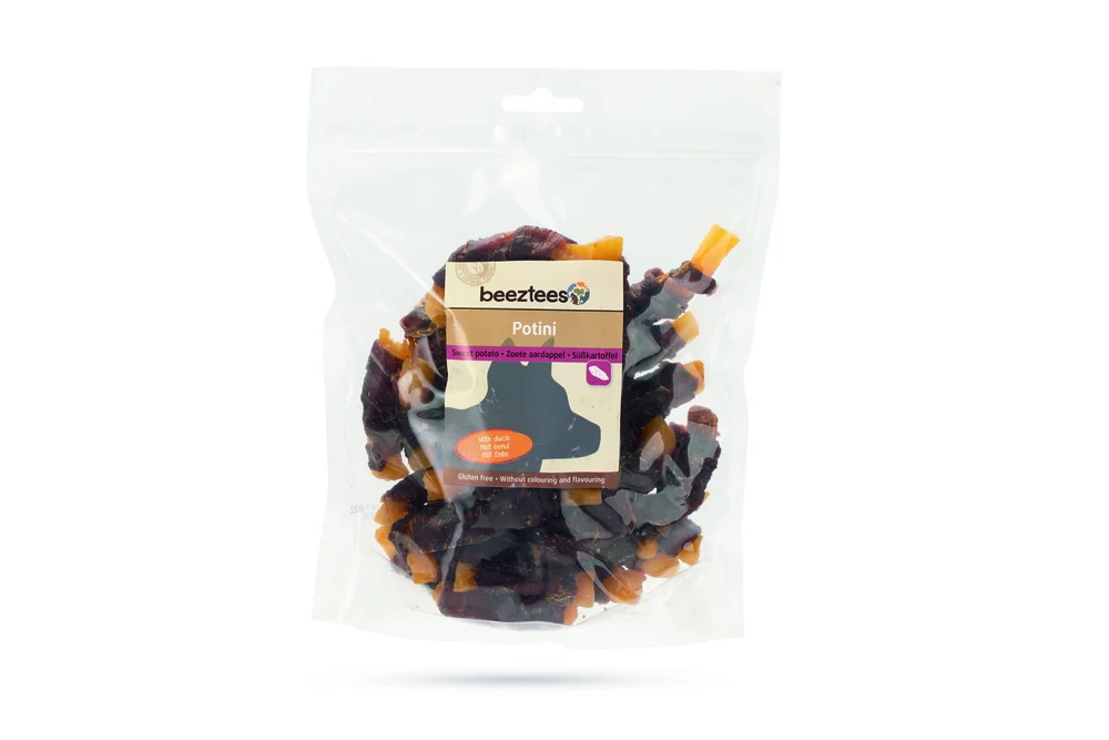 Beeztees Potini Sticks - Hondensnack - 400 Gram - zoete_aardappel, eend