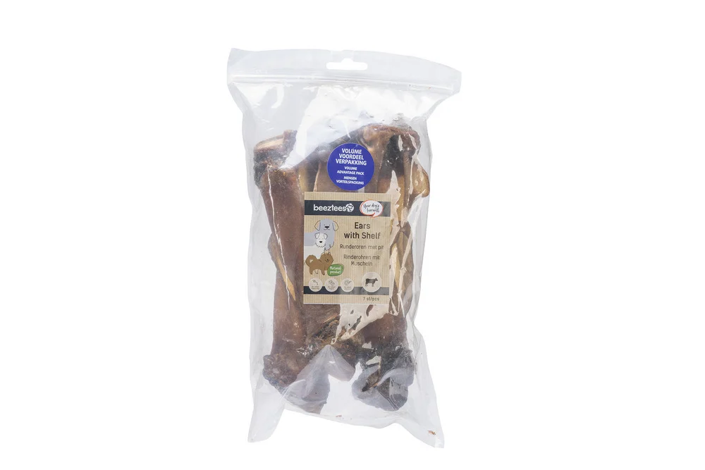 Beeztees Runderoren met pit- Hondensnack - 7 Stuks - rund
