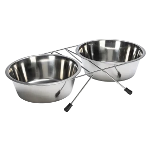Beeztees RVS Voederbak Standaard met 2 Bakjes 2×1.8 L