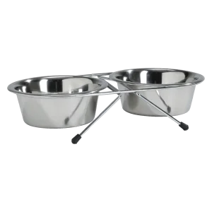 Beeztees RVS Voederbak Standaard met 2 Bakjes 2×450 ml