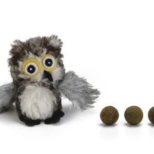 Beeztees Uil Pluche met Catnip ballen - Kattenspeeltje - 9 cm