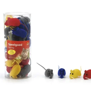 Beeztees Velours Muisje - Kattenspeeltje - Multi - 6 cm