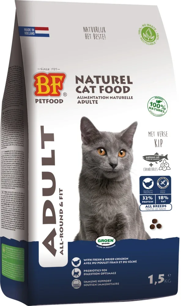 BF Petfood Adult Fit - Kattenvoer - 10 Kilogram - kip