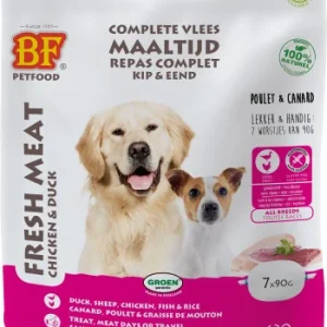 BF Petfood Vleesvoeding kip met eend hondenvoer (portieverpakking)