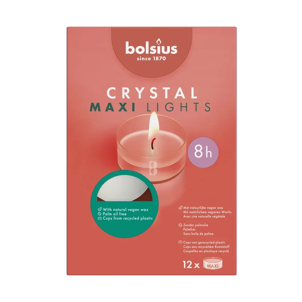 Bolsius Crystal Lights 6u - Waxinelichtjes - 16.2 cm - Wit
