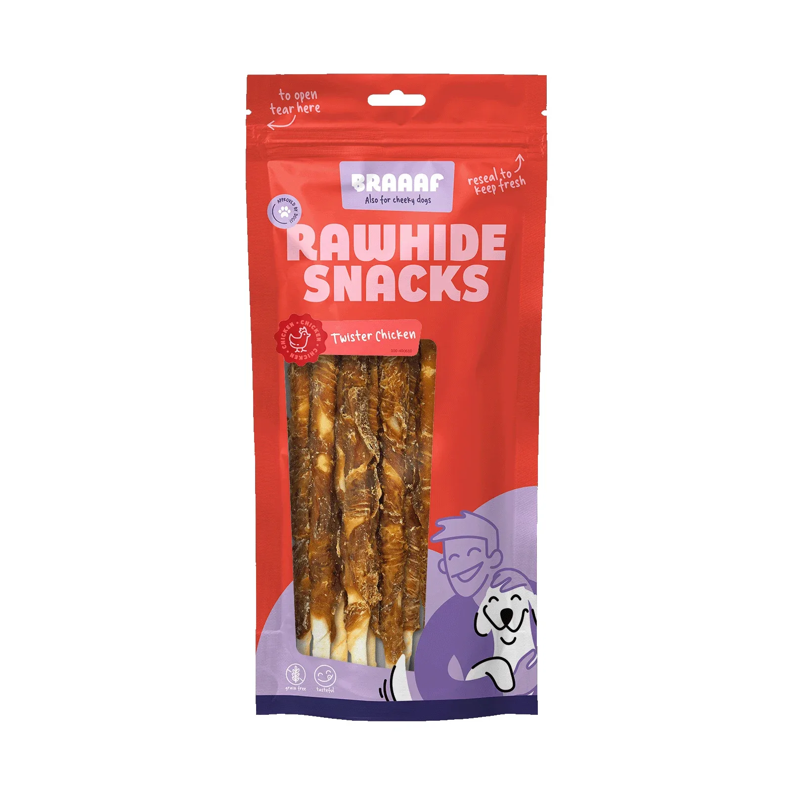 Braaaf Twister - Hondensnack - 6 Stuks - vis, lam