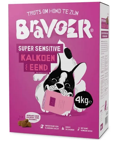 Bravoer Super Sensitive Kalkoen & Eend (Krokante brok)
