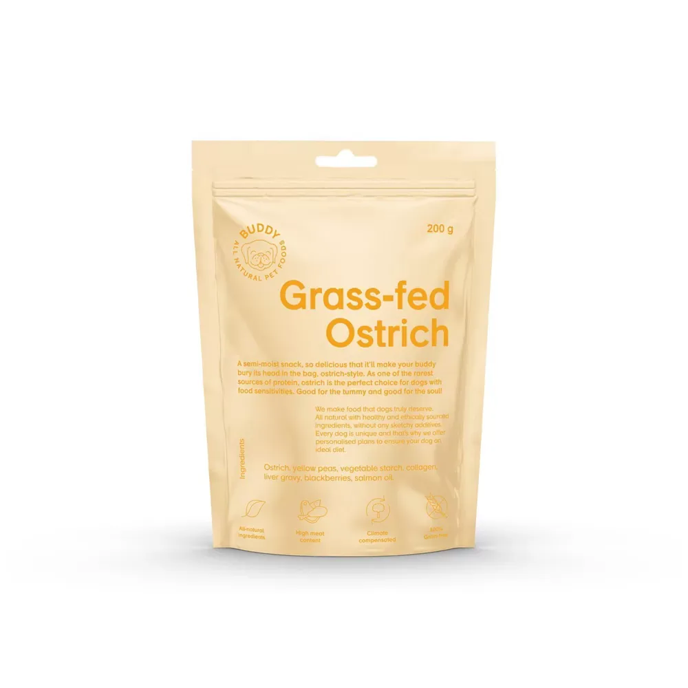 BUDDY Semi-moist Snack Ostrich with Blackberries