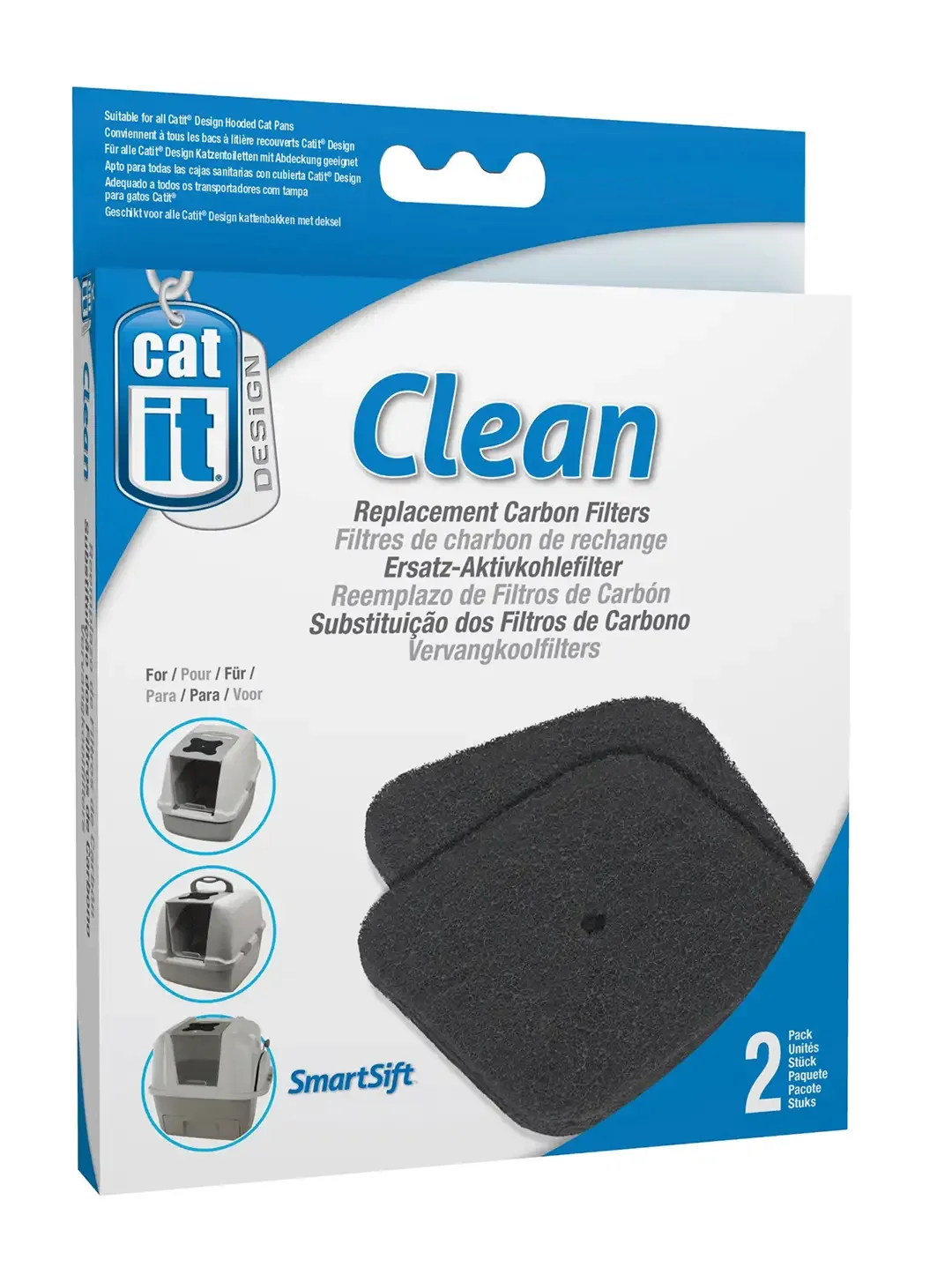 CA koolstoffilter navulling kattentoilet 2st 15x2x20cm