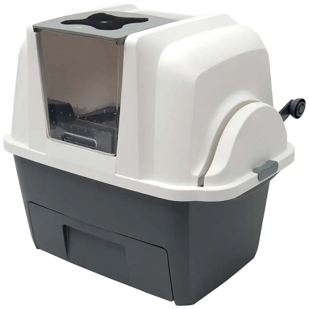 CA smart sift kattentoilet incl 4 afvalzakken 67x48x46cm antraciet/wit