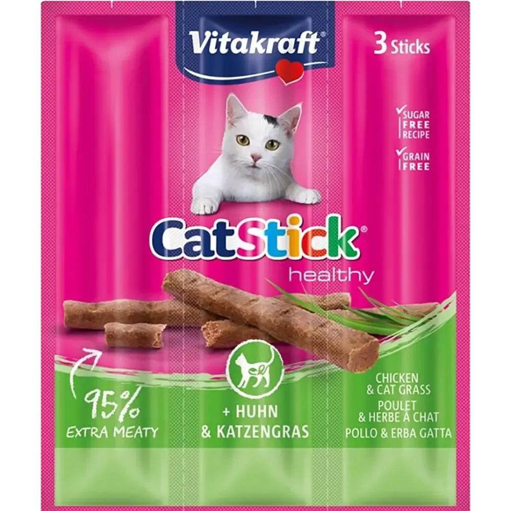 Cat Sticks Mini Kip en Kattengras 3 st.