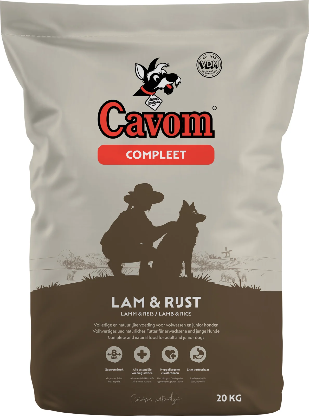 Cavom Compleet Lam & Rijst - Hondenvoer - 5 Kilogram - rijst