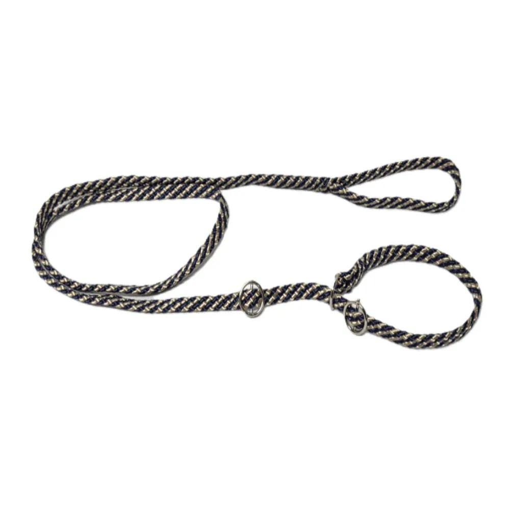 Chikko Quality - Vanglijn met Dubbele Stop - Donkerblauw/Goud - 165cmx10mm
