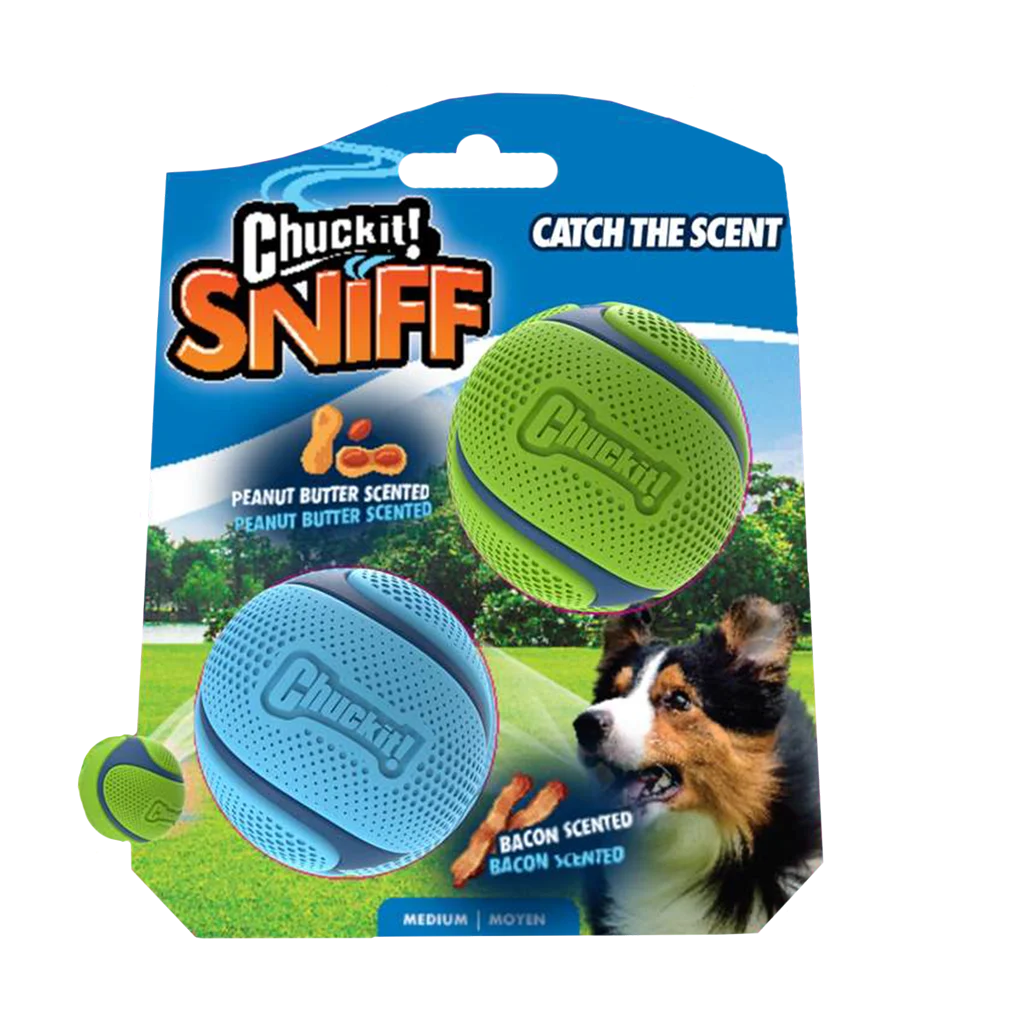 Chuckit! Sniff Fetch Ball Bacon & Peanut Butter M 2-pack