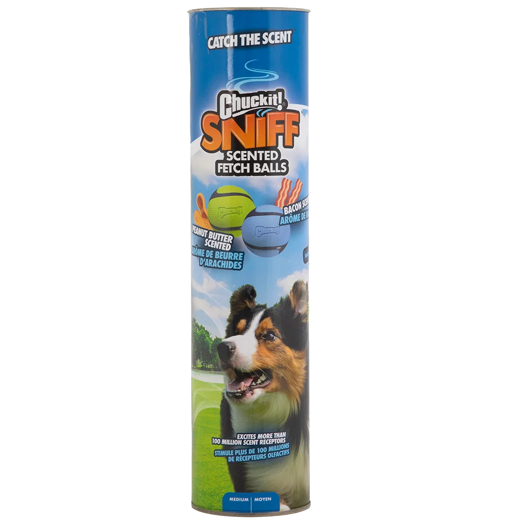 Chuckit! Sniff Fetch Ball Bacon & Peanut Butter M 4-pack