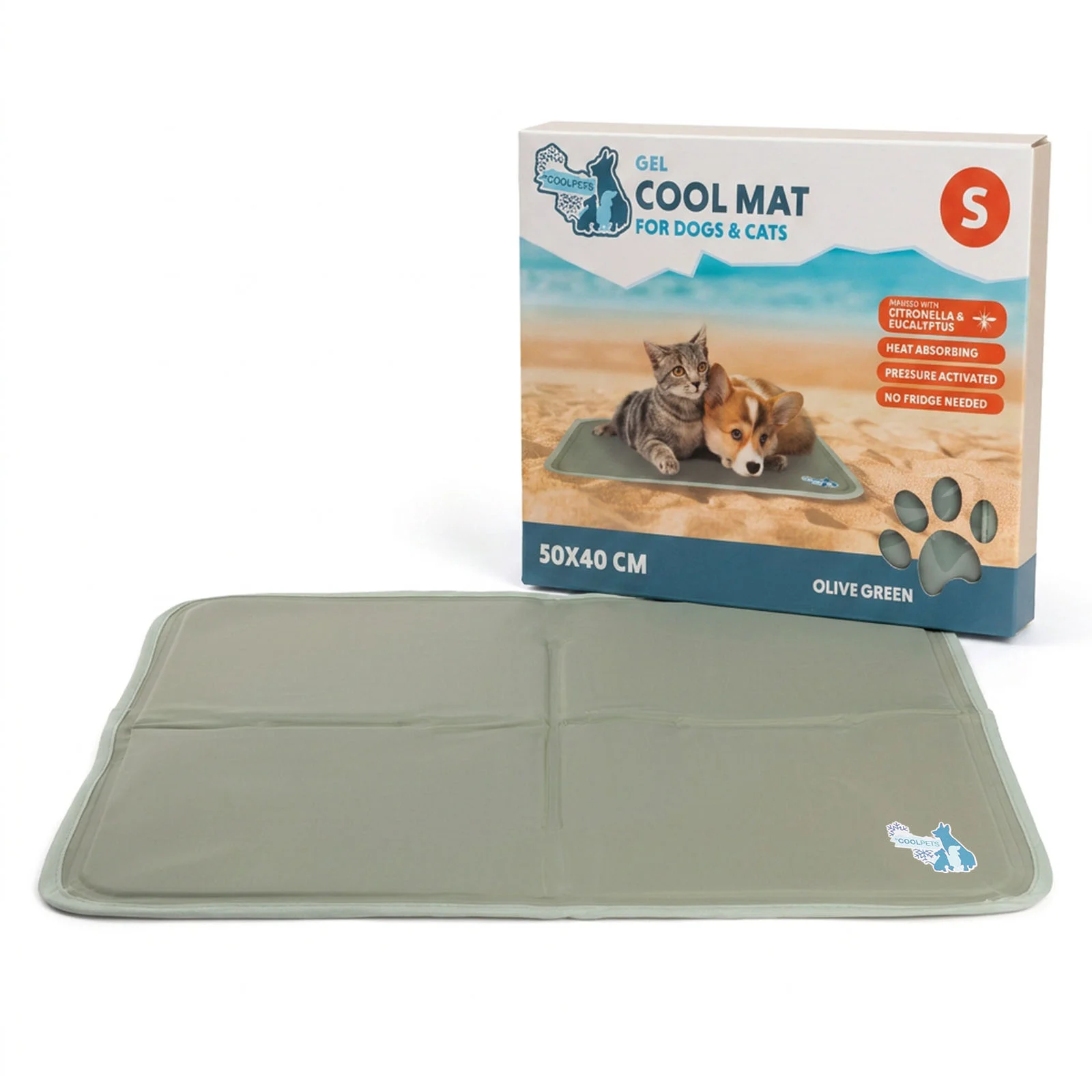 Coolpets Gel Cooling Mat Olijfgroen S