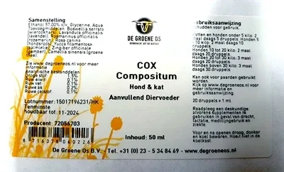 De Groene Os Cox Compositum Hond Kat - 50 ml - Image 2
