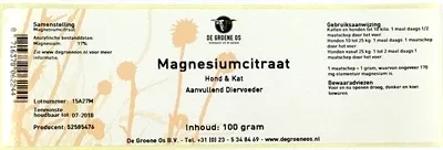 De Groene Os Magnesiumcitraat Hond Kat - 100 gr - Image 2