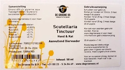 De Groene Os Scutellaria Tinctuur Hond Kat - 50 ml - Image 2