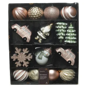 Decoris - Kerstballen mix - Wit Lichtroze