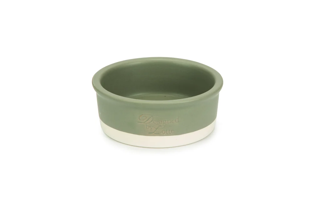 Designed by Lotte Keramiek Joa - Voer en drinkbak - Groen - 20 cm