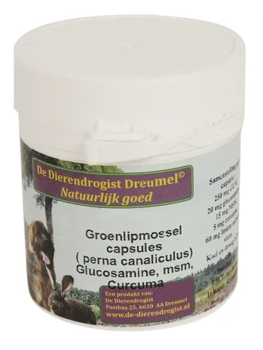 Dierendrogist Groenlipmossel met Glucosamine Msm Curcuma